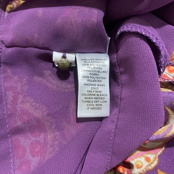 Ann Taylor LOFT Petites Purple Paisley Print Long Sleeved Midi Dress Sz XSP - Picture 16 of 16